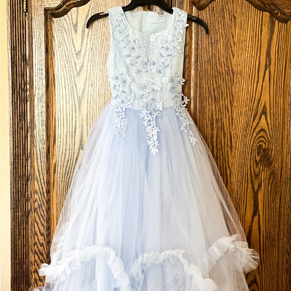Elegant Light Blue Floral Gown